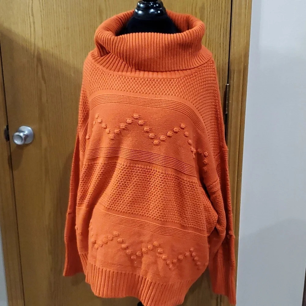 Frye & CO orange knit cowl neck sweater